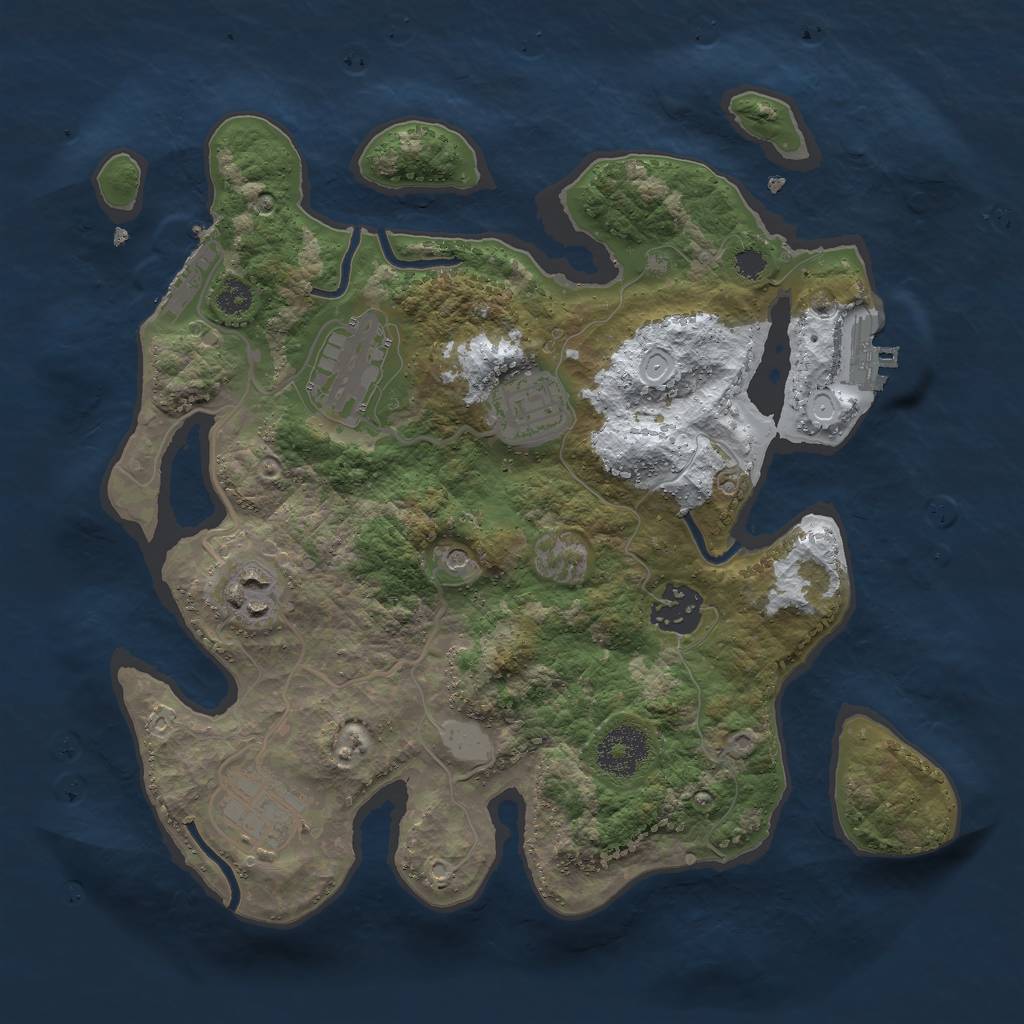 Rust Map: Procedural Map, Size: 3000, Seed: 2041270396, 13 Monuments