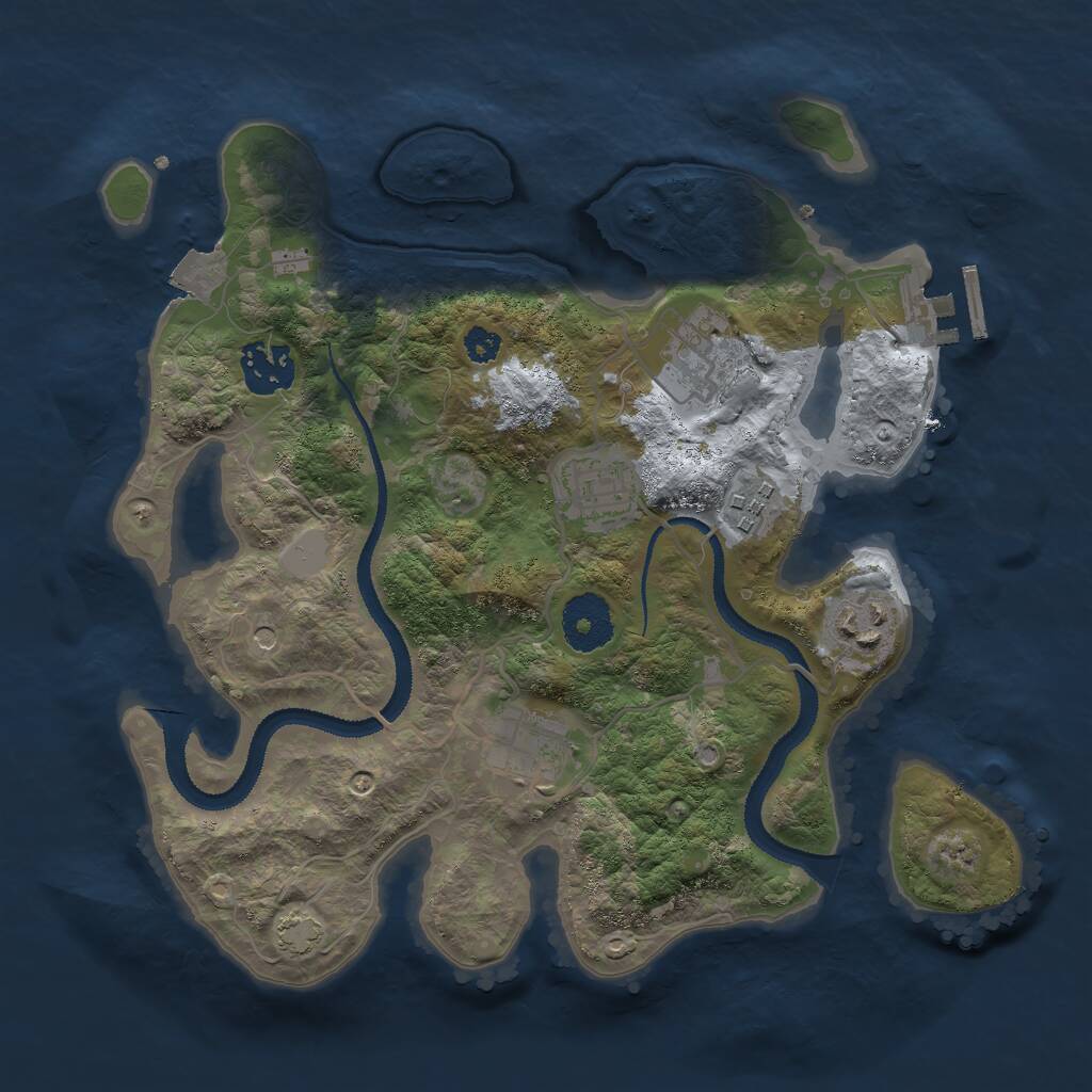 Rust Map: Procedural Map, Size: 3000, Seed: 2041270396, 10 Monuments