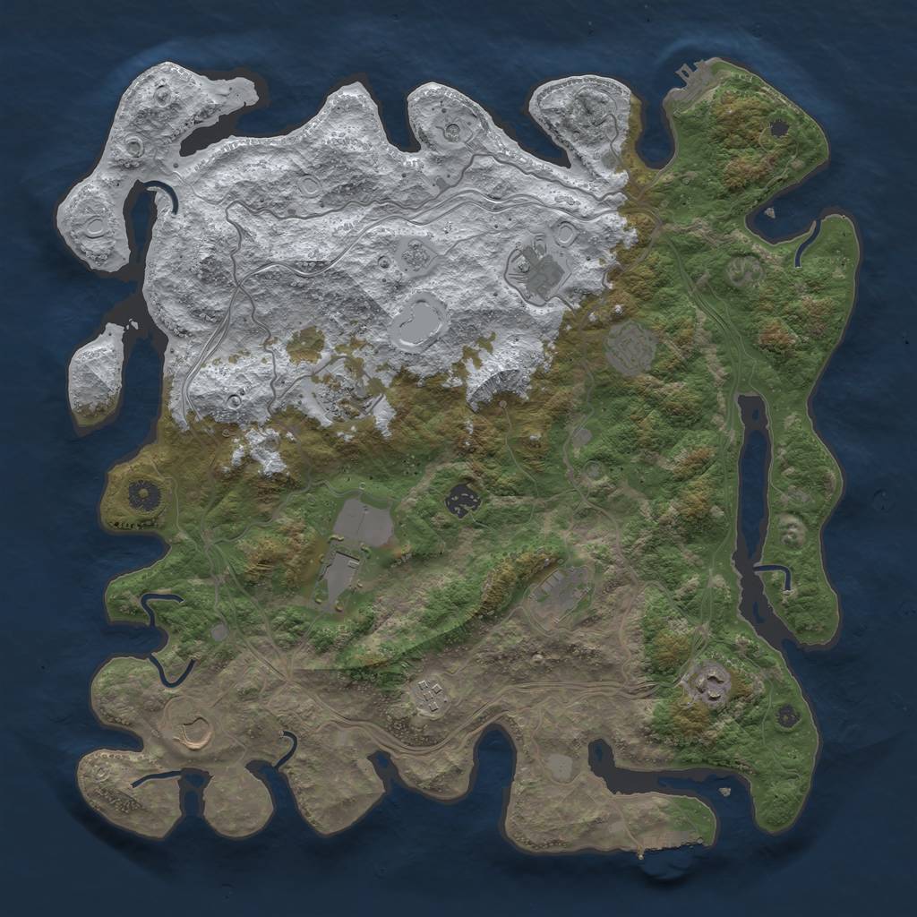 Rust Map: Procedural Map, Size: 4250, Seed: 469569601, 18 Monuments