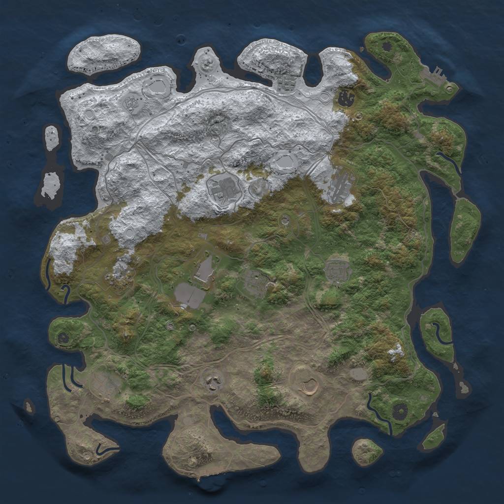 Rust Map: Procedural Map, Size: 4500, Seed: 1286882697, 20 Monuments