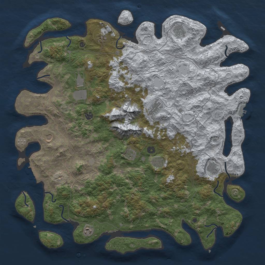 Rust Map: Procedural Map, Size: 5000, Seed: 34598, 20 Monuments