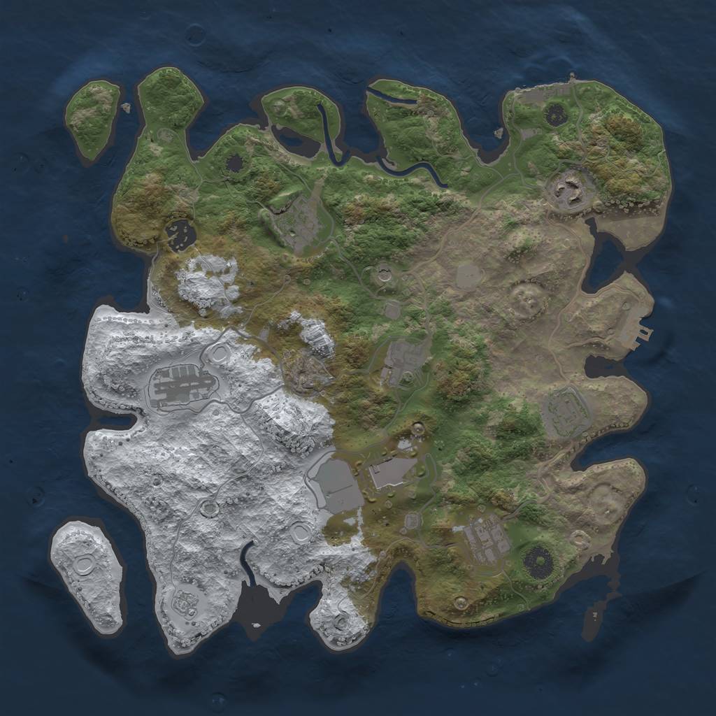 Rust Map: Procedural Map, Size: 3500, Seed: 1852334090, 17 Monuments