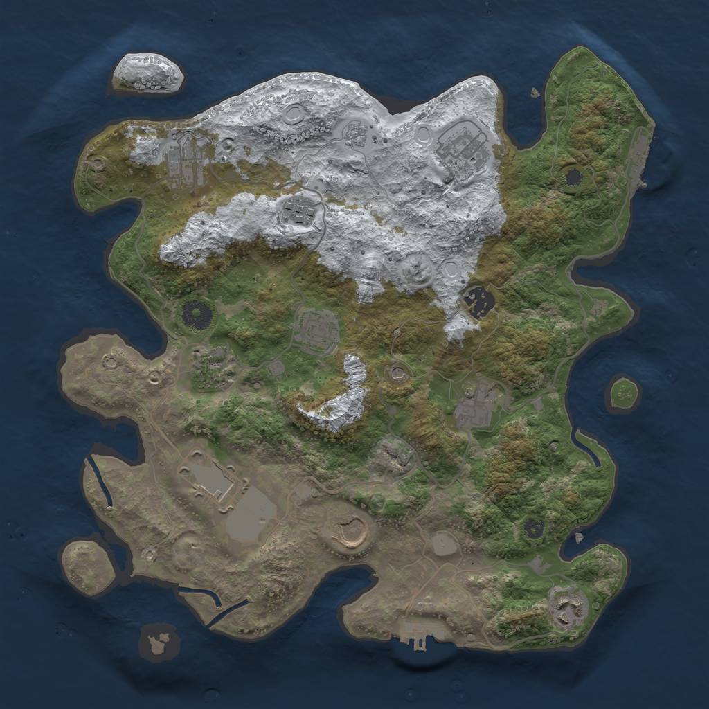 Rust Map: Procedural Map, Size: 3550, Seed: 9475625, 19 Monuments