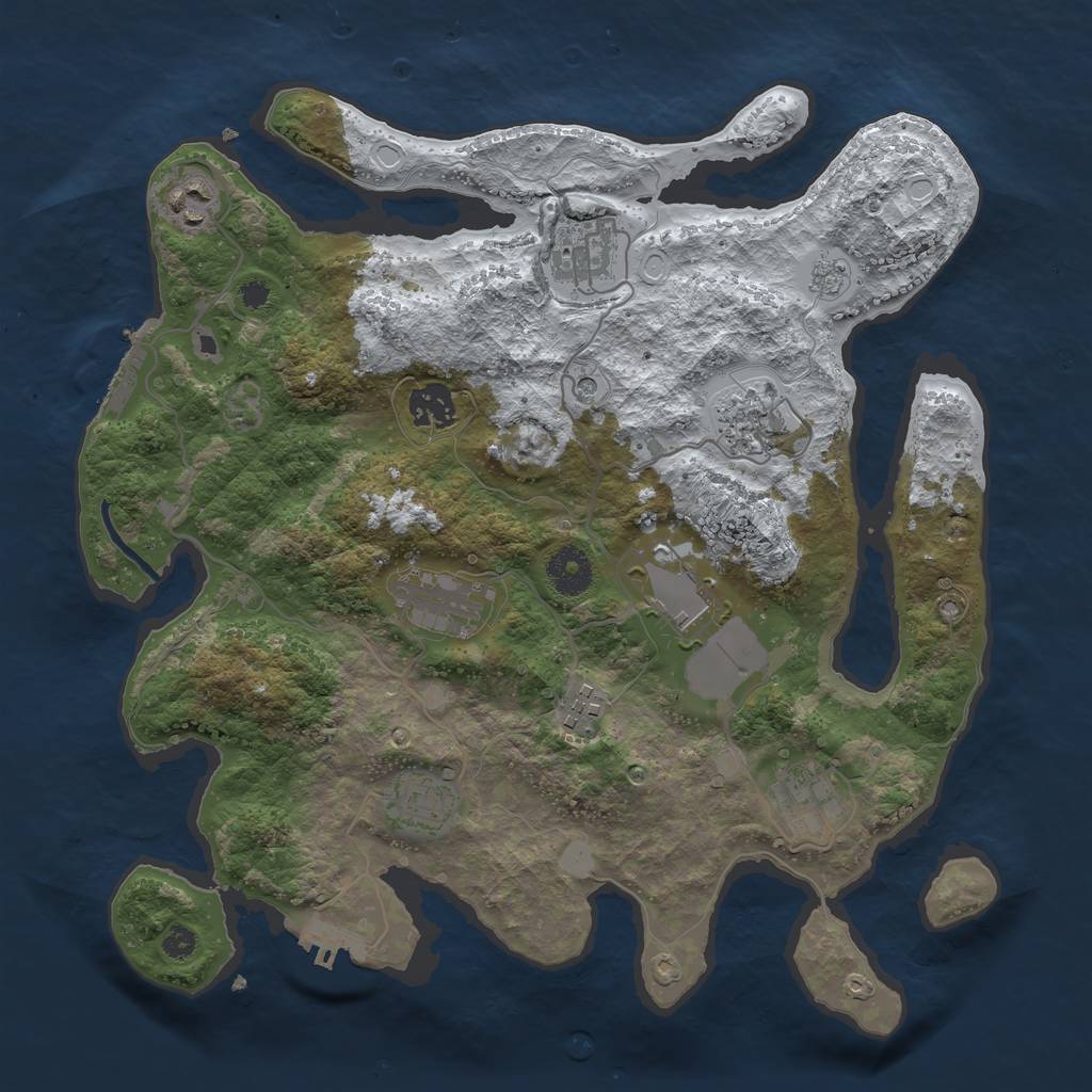 Rust Map: Procedural Map, Size: 3500, Seed: 8694580, 18 Monuments