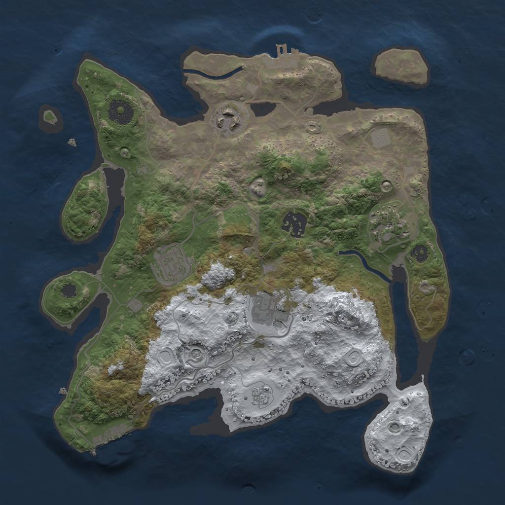 Rust Map: Procedural Map, Size: 3000, Seed: 1238919282, 14 Monuments