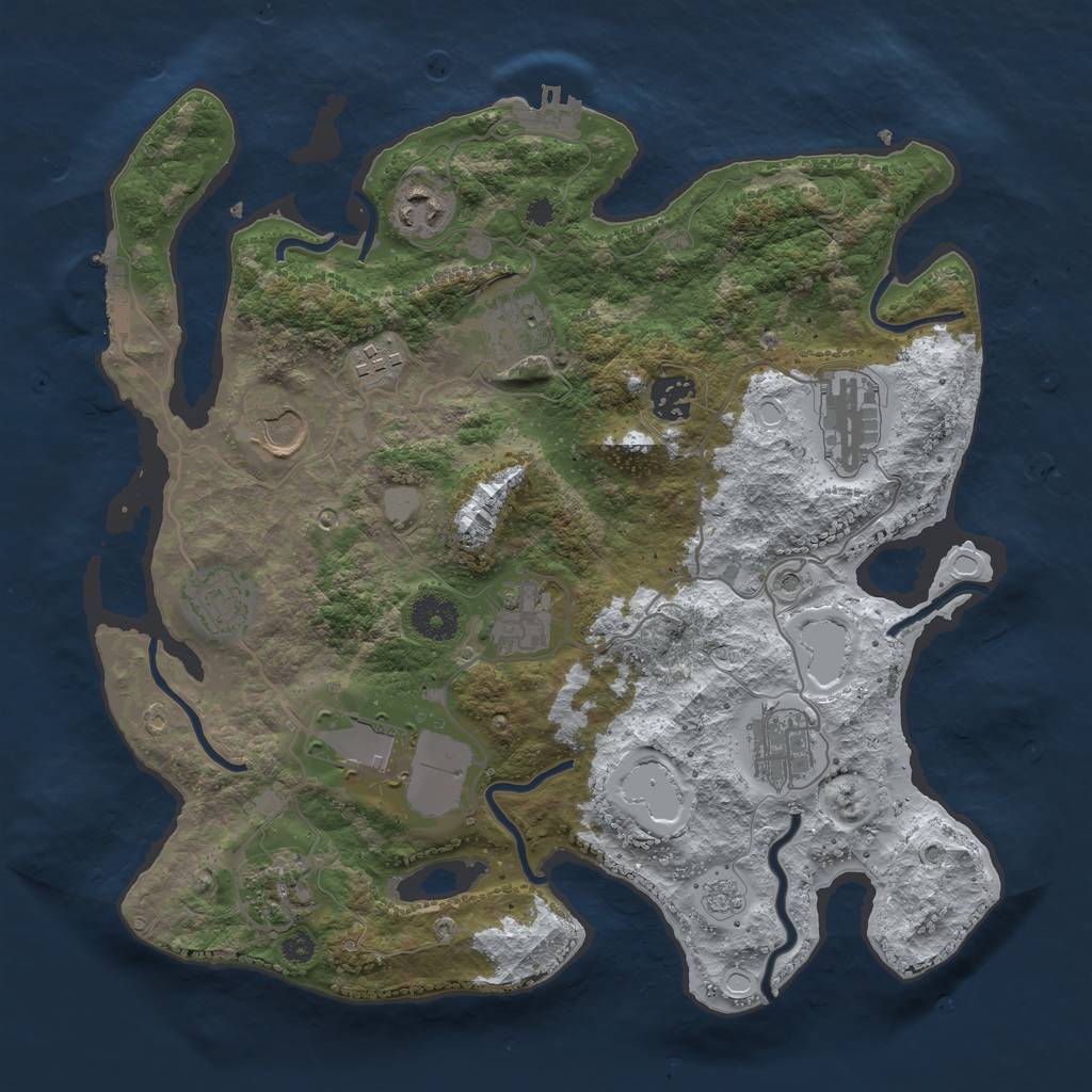 Rust Map: Procedural Map, Size: 3500, Seed: 233676902, 20 Monuments