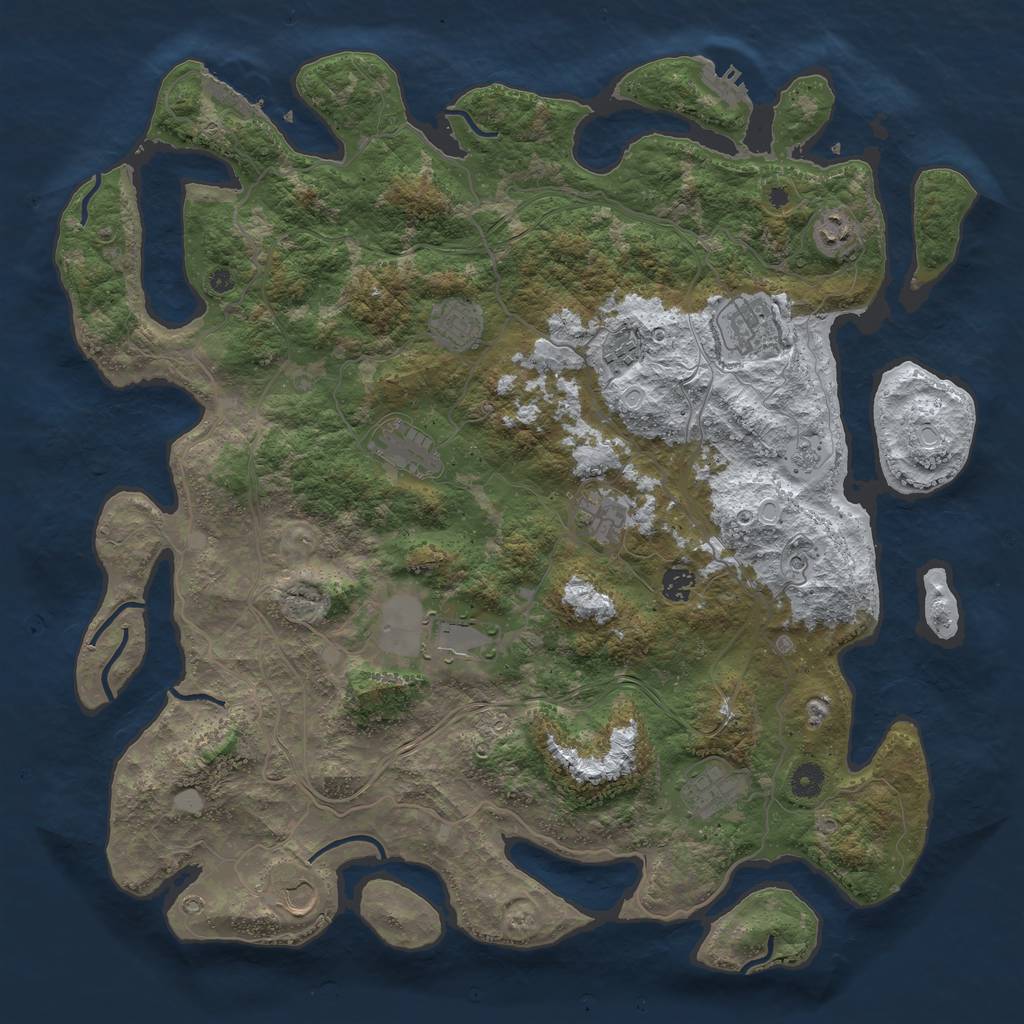 Rust Map: Procedural Map, Size: 4500, Seed: 484433078, 19 Monuments