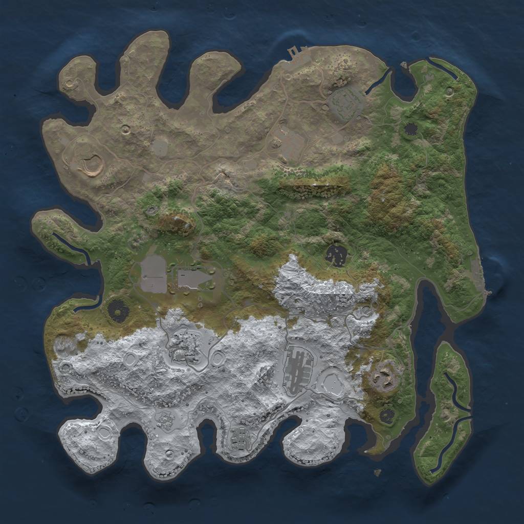 Rust Map: Procedural Map, Size: 3601, Seed: 13955, 18 Monuments