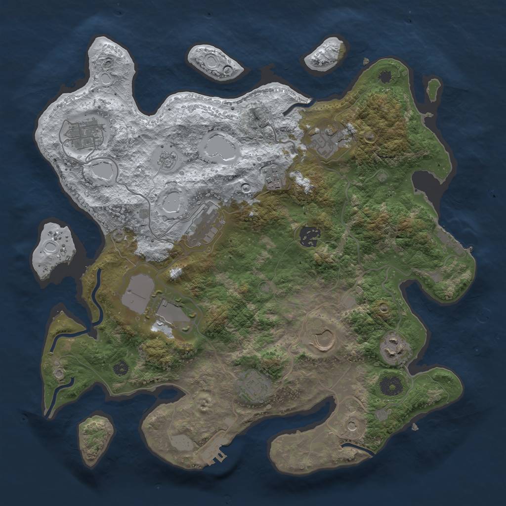 Rust Map: Procedural Map, Size: 3500, Seed: 987123012, 18 Monuments