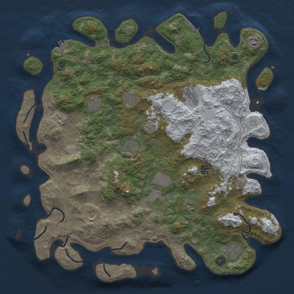 Rust Map: Procedural Map, Size: 4500, Seed: 115212843, 20 Monuments