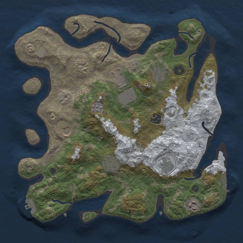 Rust Map: Procedural Map, Size: 3500, Seed: 1797680666, 18 Monuments