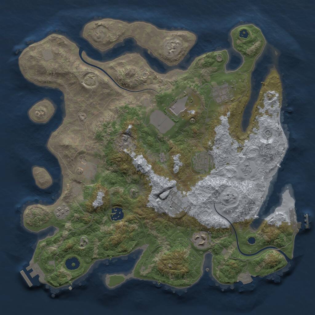 Rust Map: Procedural Map, Size: 3500, Seed: 1797680666, 14 Monuments