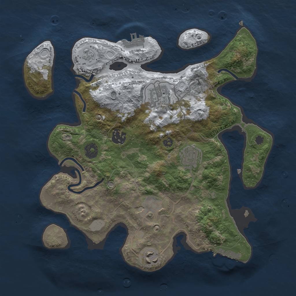 Rust Map: Procedural Map, Size: 3000, Seed: 715, 13 Monuments