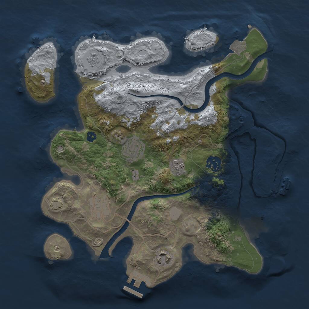 Rust Map: Procedural Map, Size: 3000, Seed: 715, 10 Monuments
