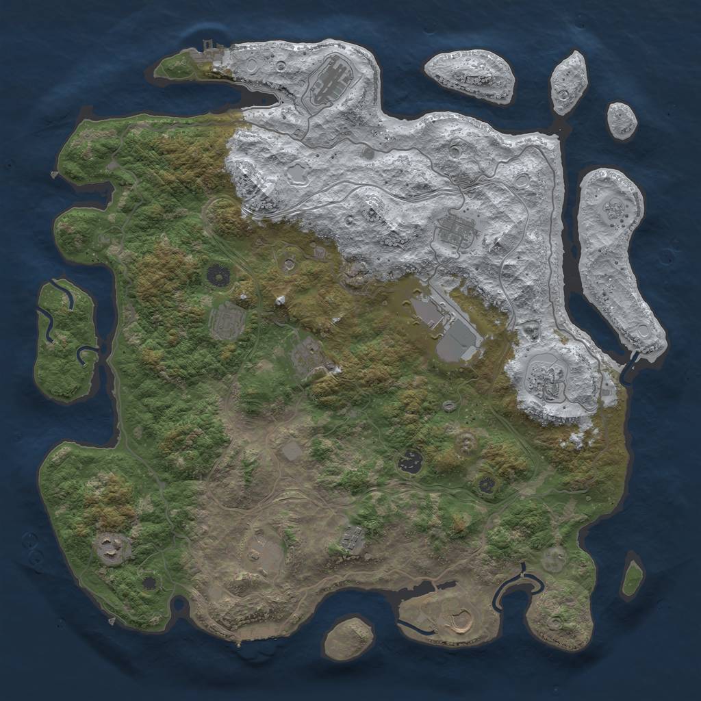 Rust Map: Procedural Map, Size: 4500, Seed: 270028530, 20 Monuments