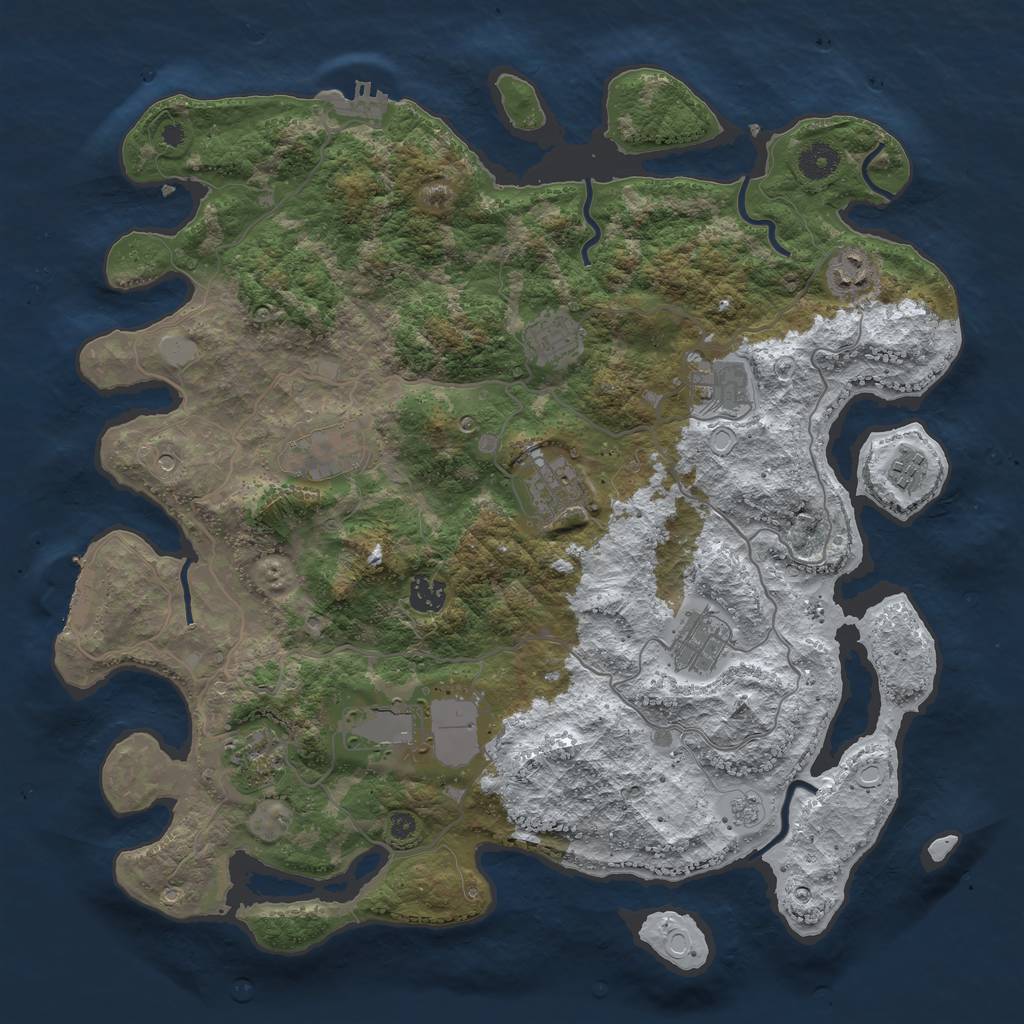 Rust Map: Procedural Map, Size: 4000, Seed: 557400057, 19 Monuments