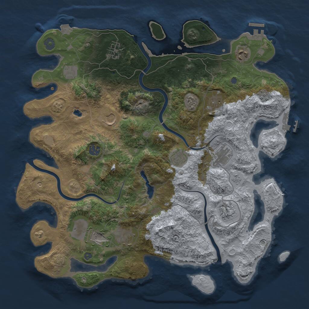 Rust Map: Procedural Map, Size: 4000, Seed: 557400057, 17 Monuments