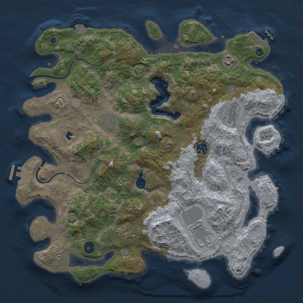 Rust Map: Procedural Map, Size: 4000, Seed: 557400057, 13 Monuments
