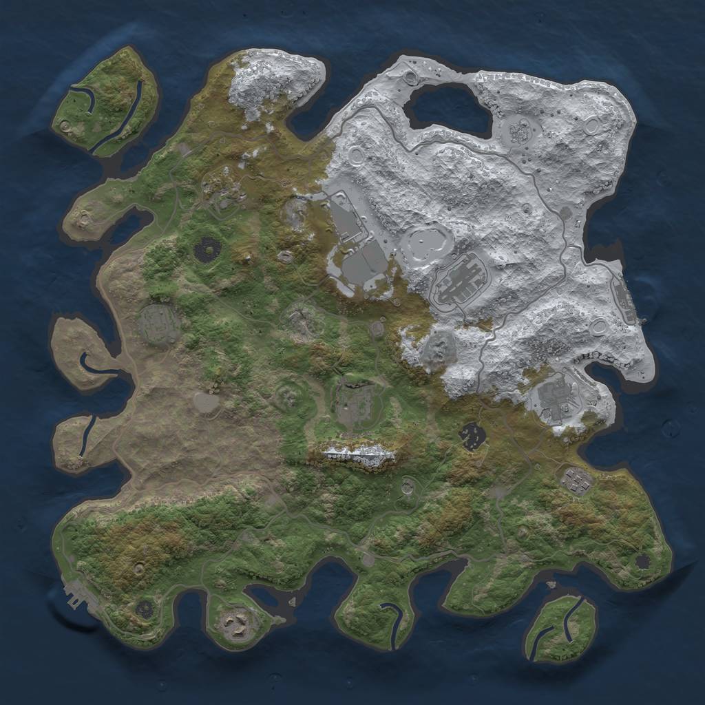 Rust Map: Procedural Map, Size: 4000, Seed: 1060522142, 18 Monuments