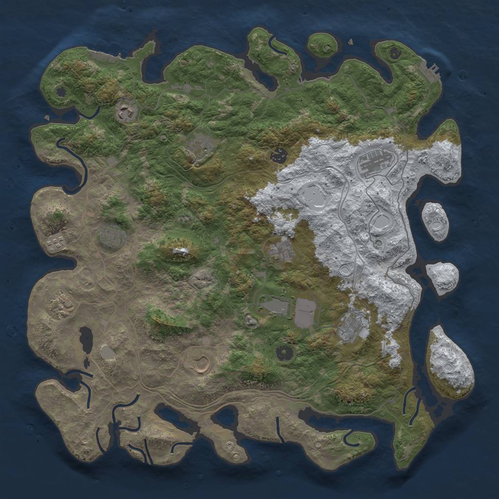 Rust Map: Procedural Map, Size: 4500, Seed: 1351230957, 19 Monuments