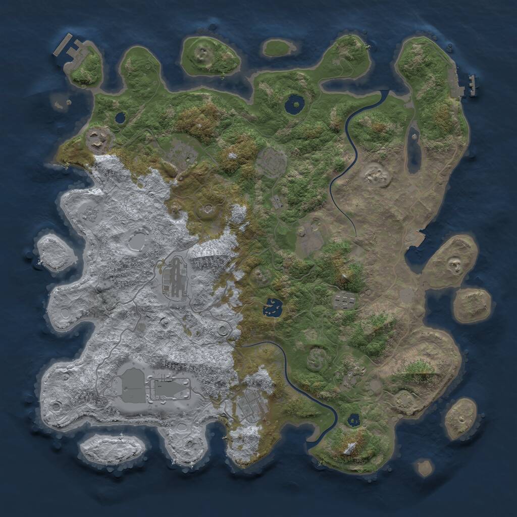 Rust Map: Procedural Map, Size: 3950, Seed: 1647415434, 16 Monuments