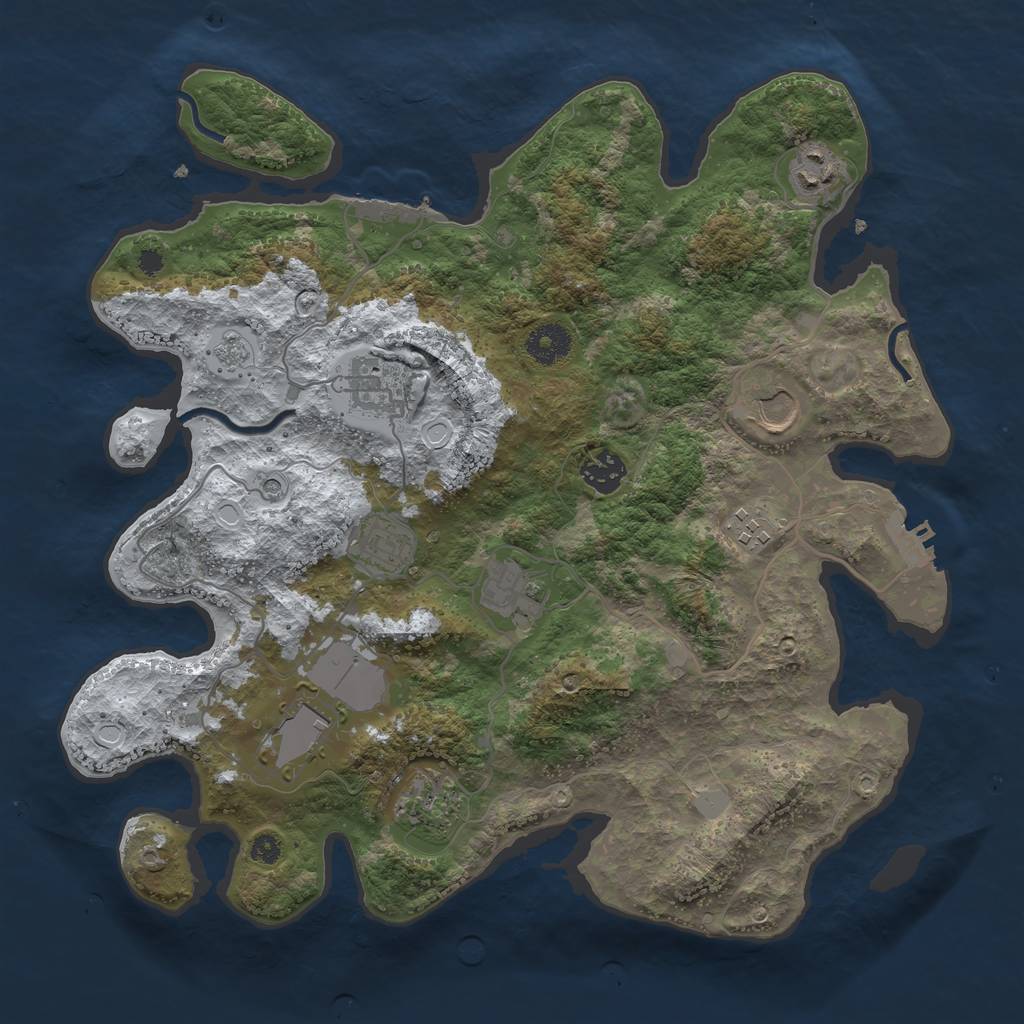 Rust Map: Procedural Map, Size: 3600, Seed: 97724355, 18 Monuments