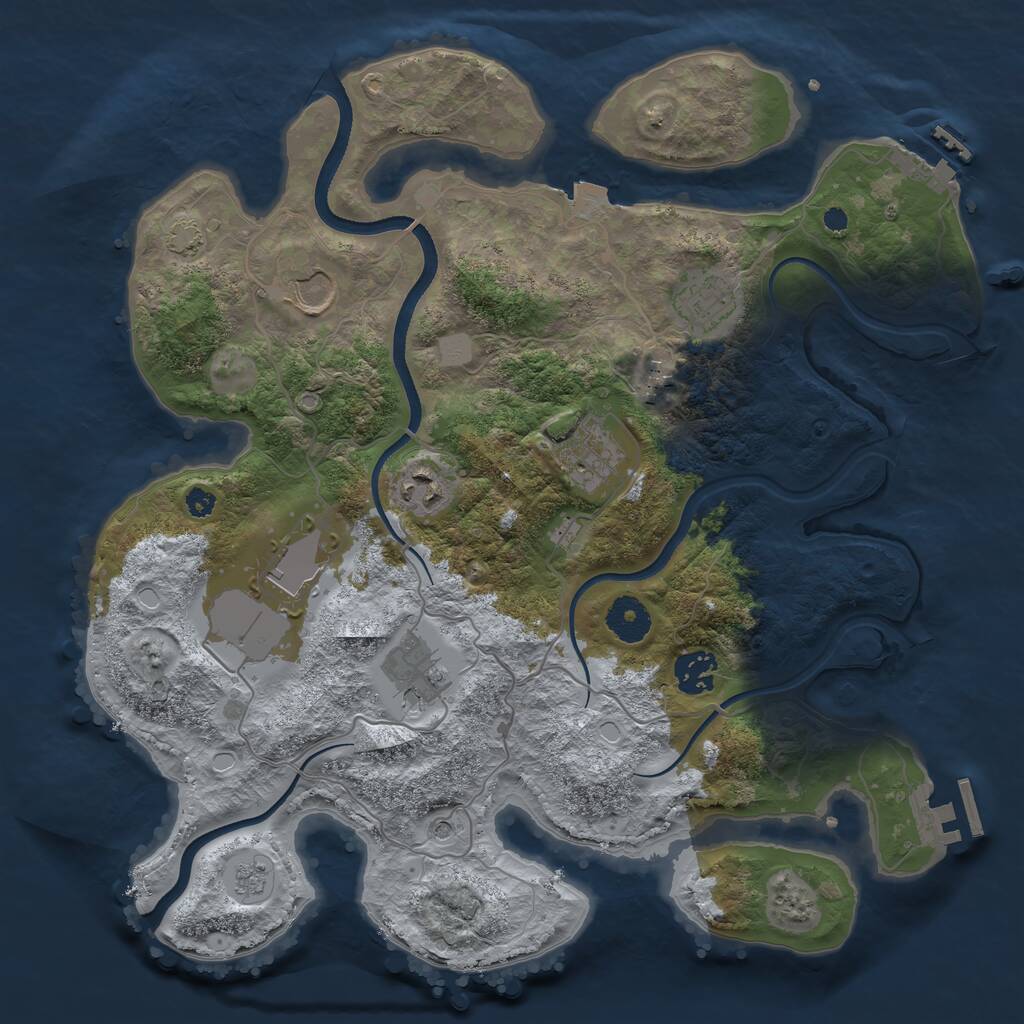 Rust Map: Procedural Map, Size: 3500, Seed: 2129996485, 14 Monuments