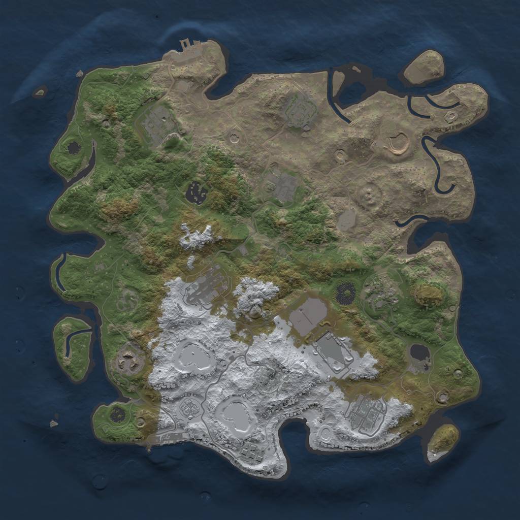 Rust Map: Procedural Map, Size: 3550, Seed: 402154629, 20 Monuments