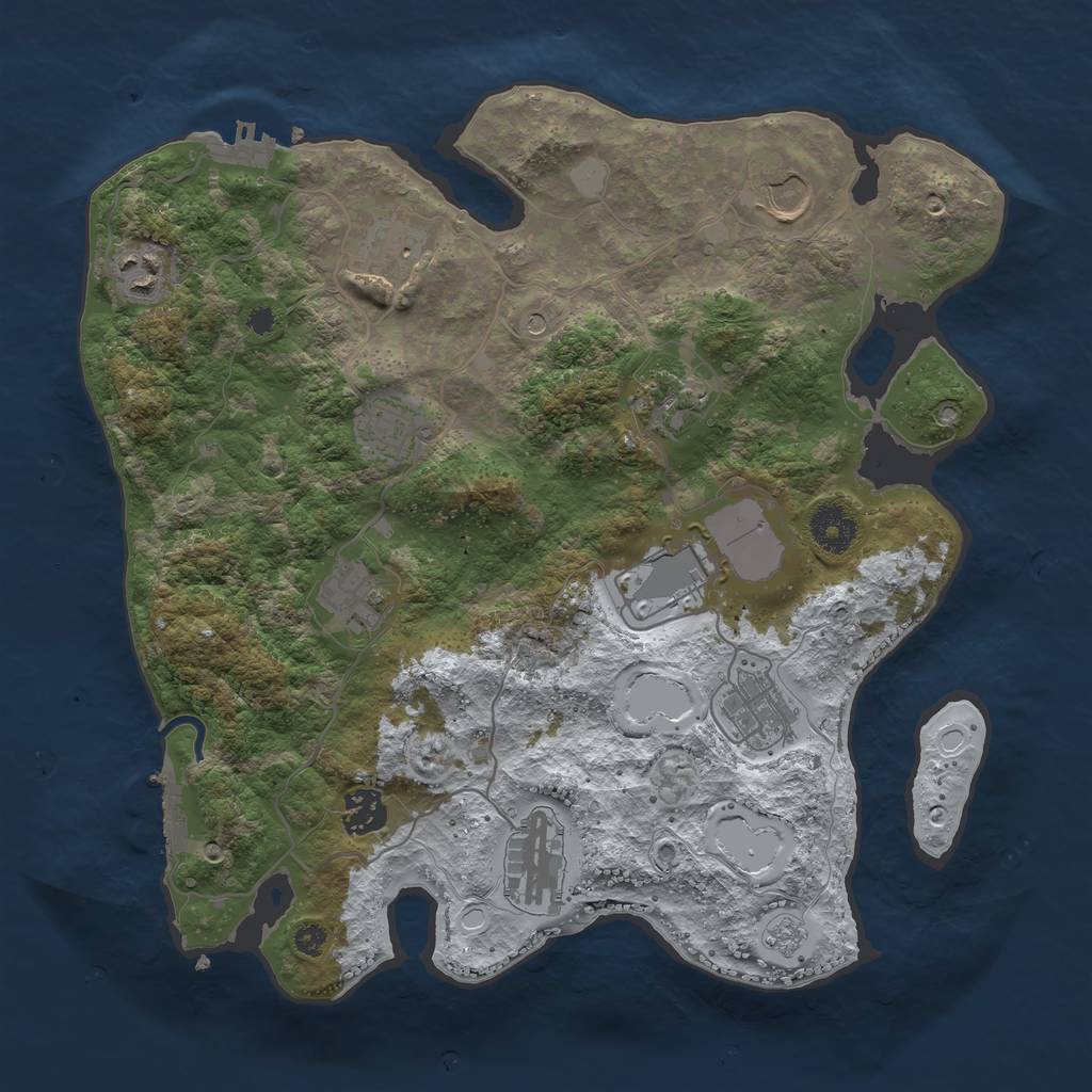 Rust Map: Procedural Map, Size: 3500, Seed: 1118998690, 19 Monuments