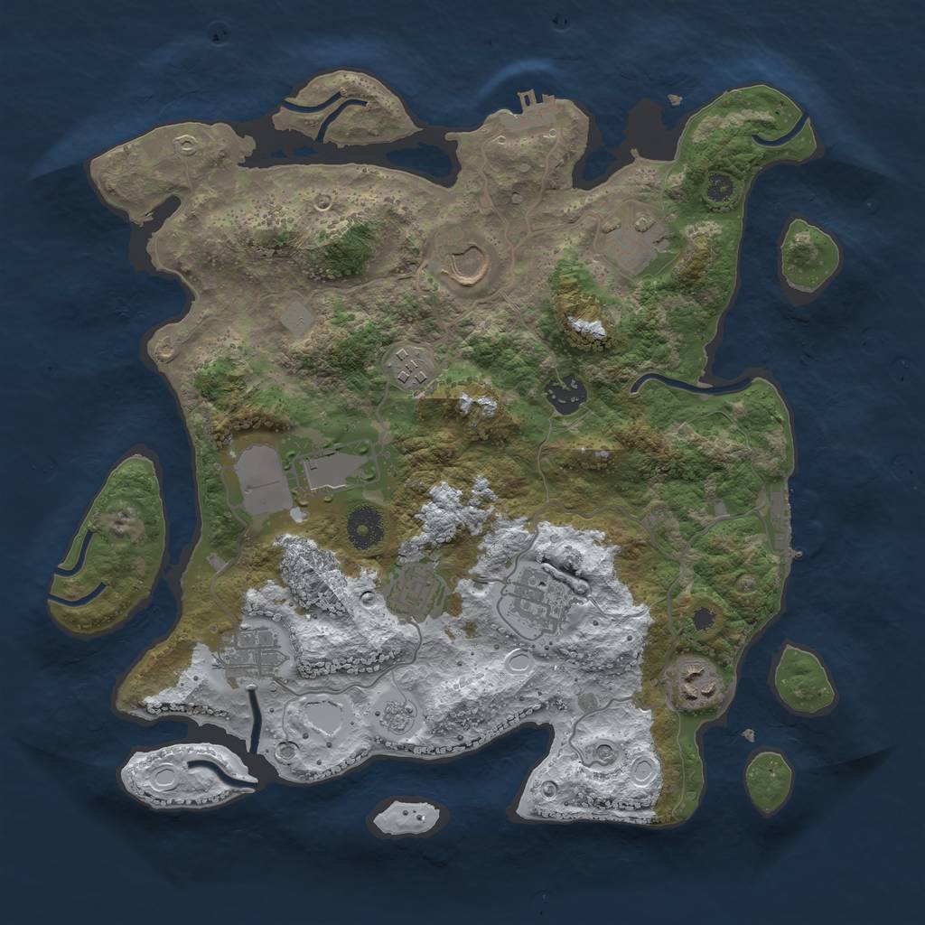 Rust Map: Procedural Map, Size: 3500, Seed: 1048532804, 18 Monuments