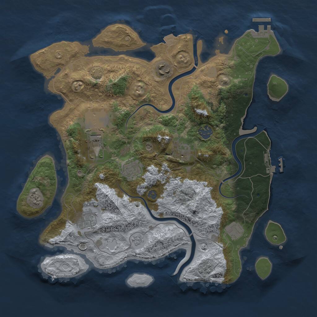 Rust Map: Procedural Map, Size: 3500, Seed: 1048532804, 13 Monuments