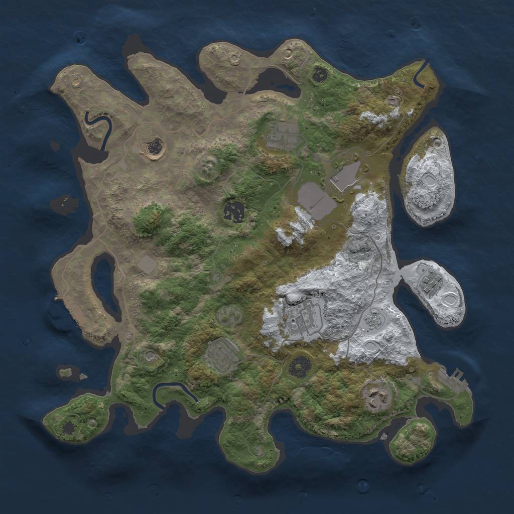 Rust Map: Procedural Map, Size: 3500, Seed: 1023694269, 17 Monuments