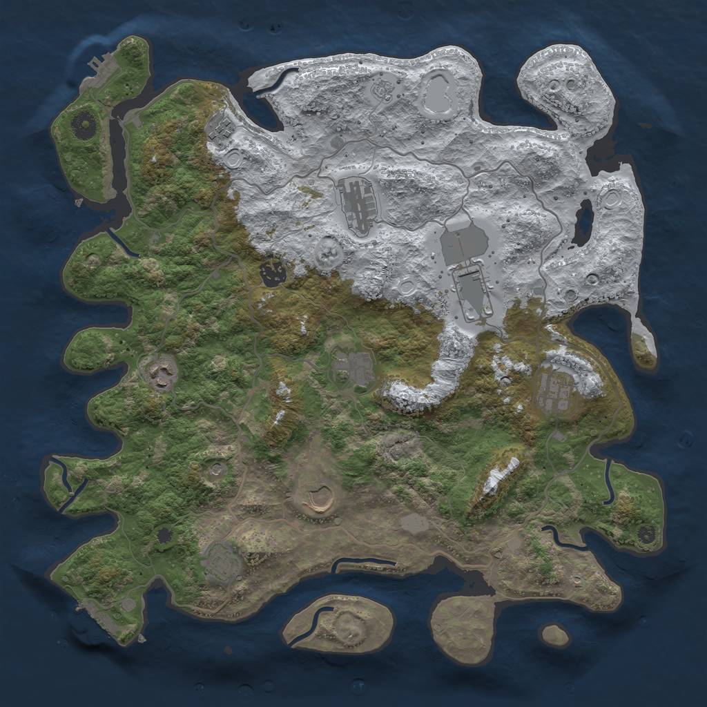 Rust Map: Procedural Map, Size: 4000, Seed: 5765676, 18 Monuments