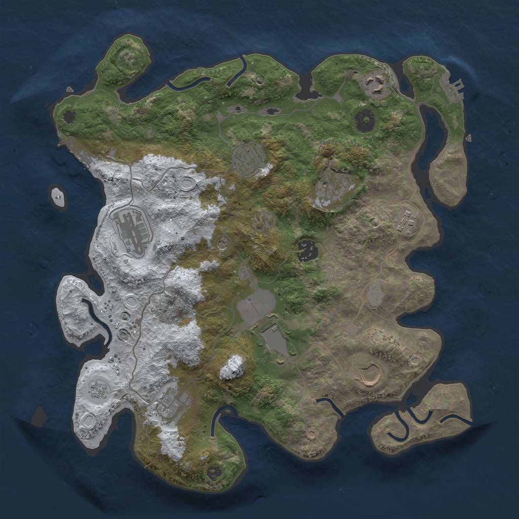 Rust Map: Procedural Map, Size: 3550, Seed: 2081108, 18 Monuments