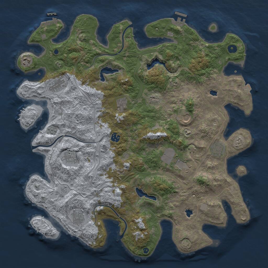 Rust Map: Procedural Map, Size: 4500, Seed: 470645132, 17 Monuments