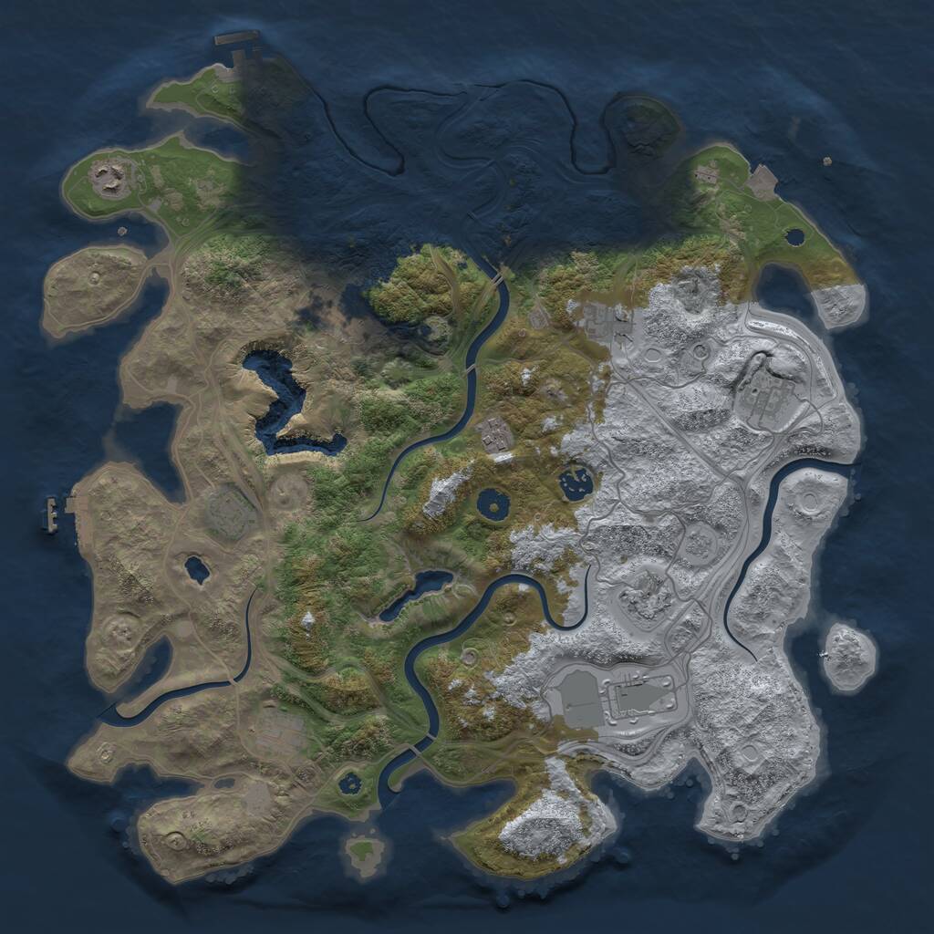 Rust Map: Procedural Map, Size: 4300, Seed: 252525, 16 Monuments