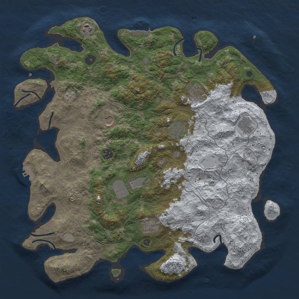 Rust Map: Procedural Map, Size: 4300, Seed: 252525, 18 Monuments