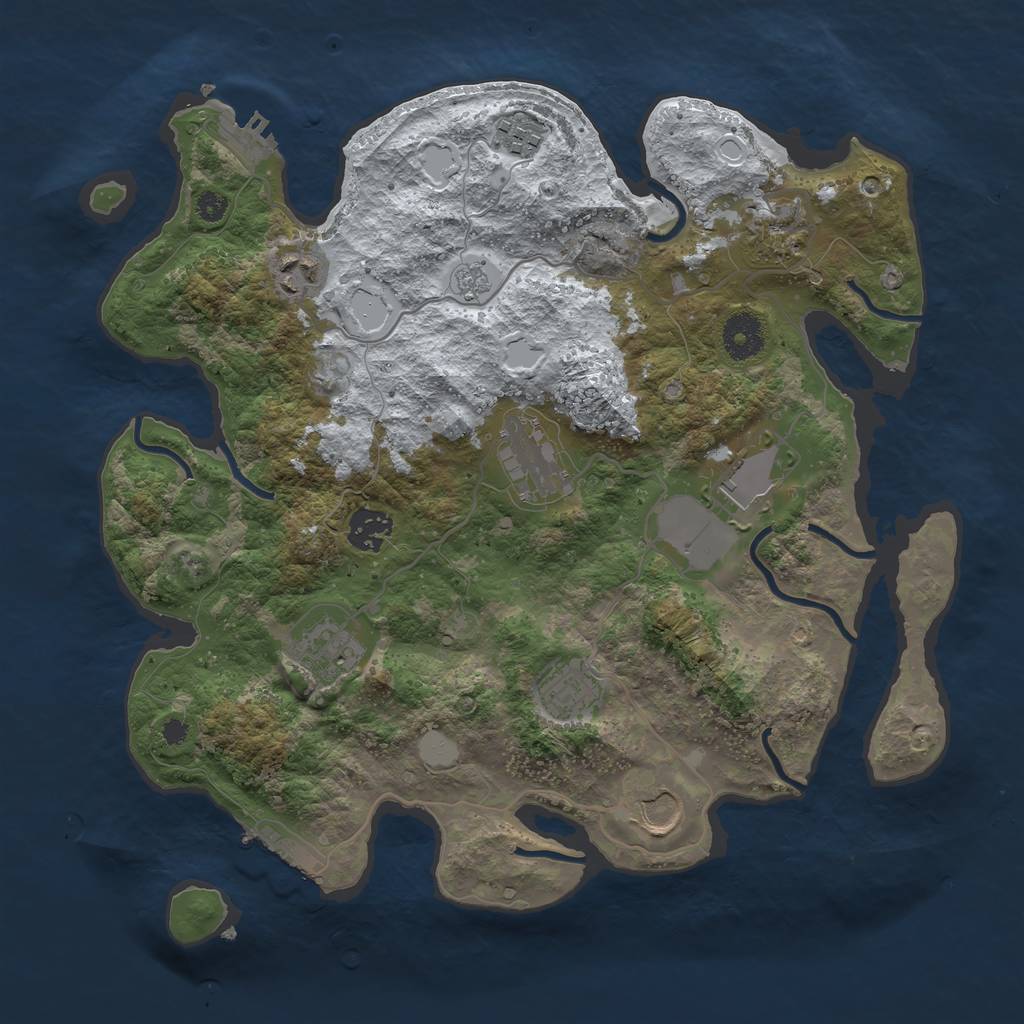 Rust Map: Procedural Map, Size: 3500, Seed: 1977008543, 17 Monuments