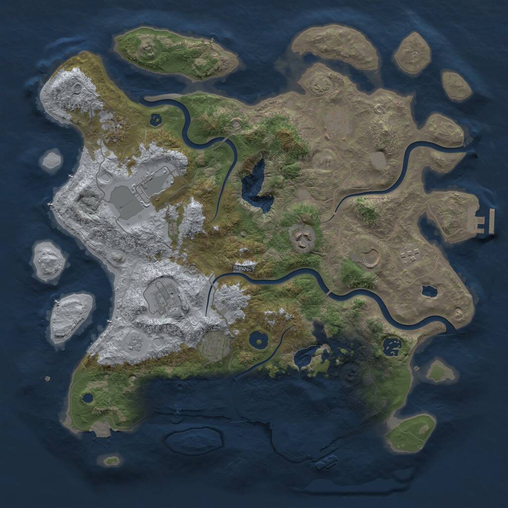 Rust Map: Procedural Map, Size: 4050, Seed: 2088168933, 15 Monuments