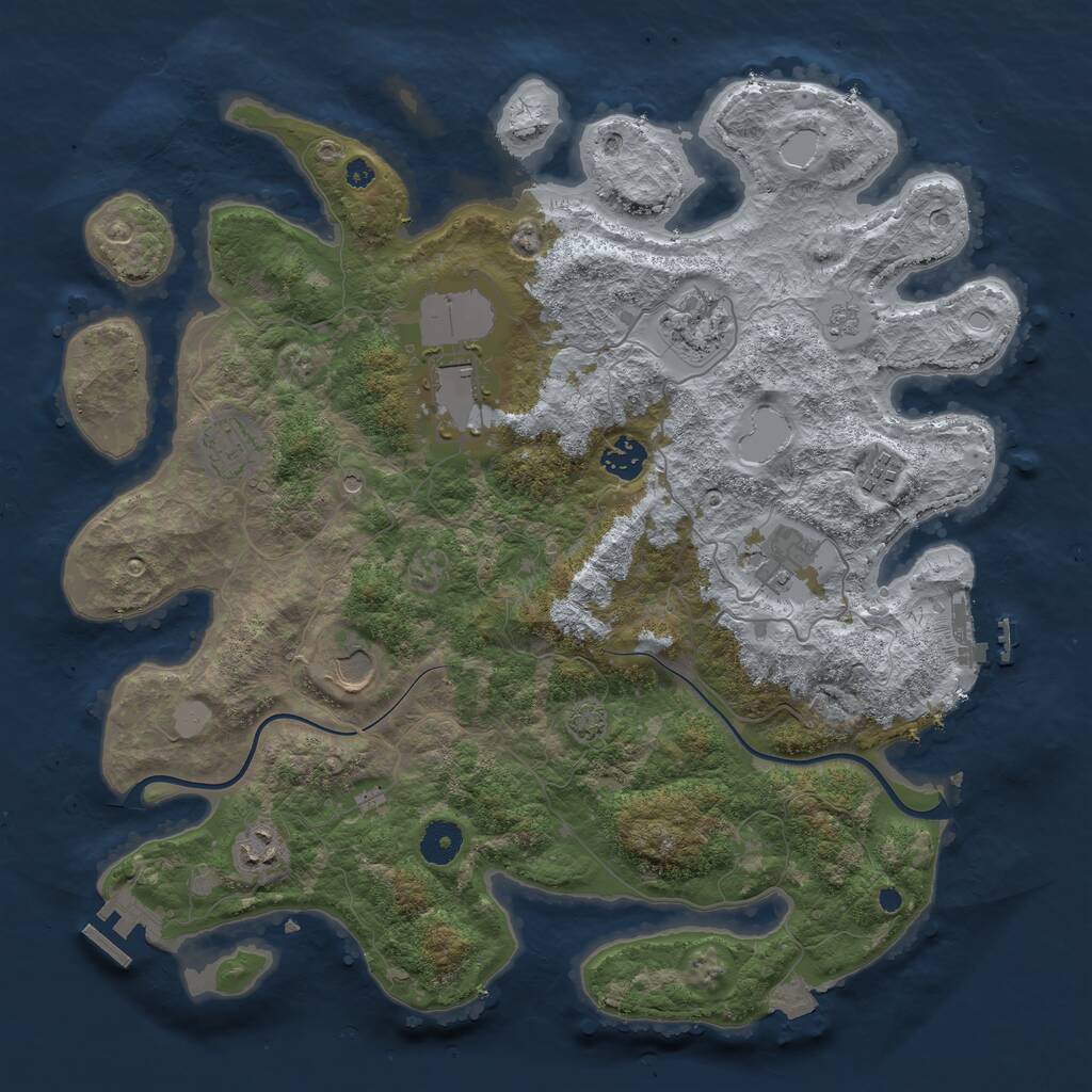 Rust Map: Procedural Map, Size: 3850, Seed: 151005567, 14 Monuments