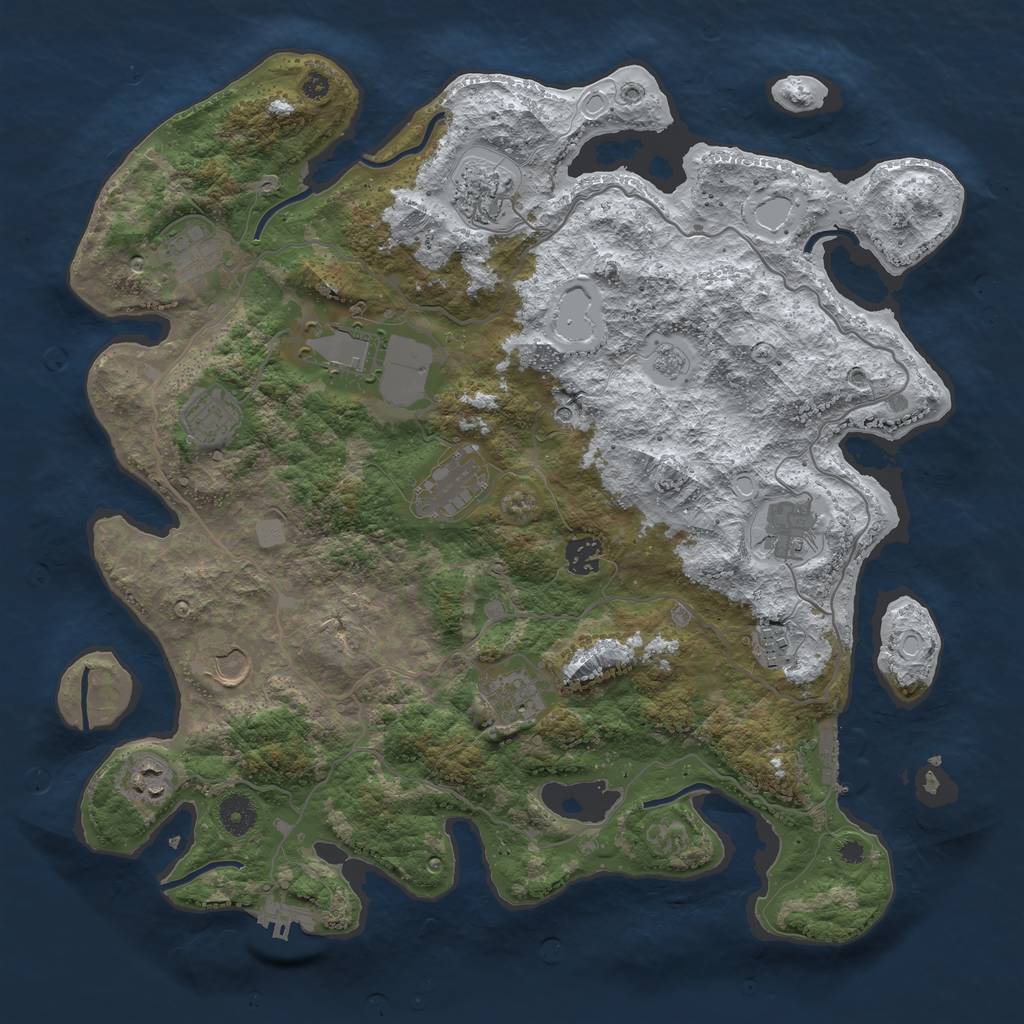 Rust Map: Procedural Map, Size: 4000, Seed: 1862075317, 20 Monuments