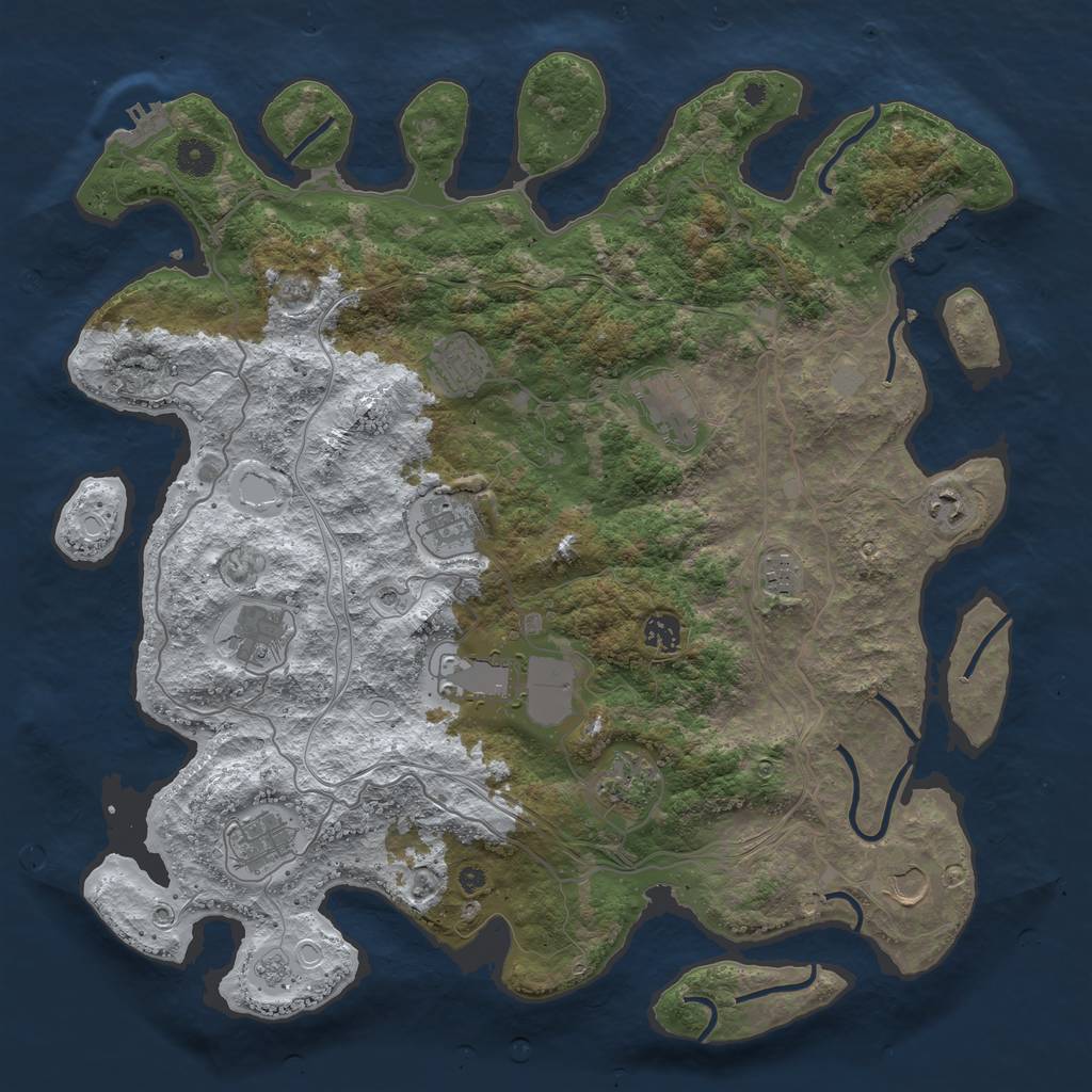 Rust Map: Procedural Map, Size: 4250, Seed: 413786306, 20 Monuments