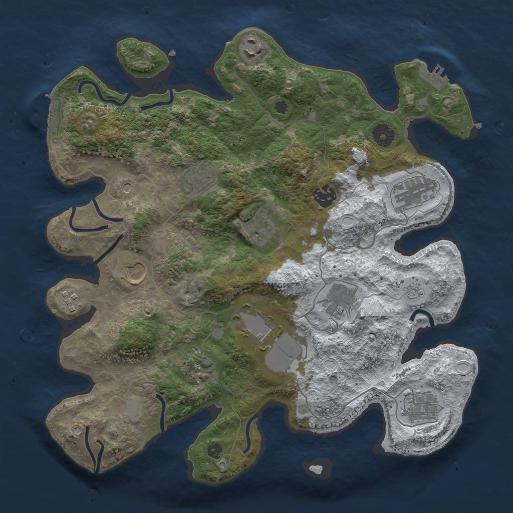 Rust Map: Procedural Map, Size: 3500, Seed: 695504174, 20 Monuments