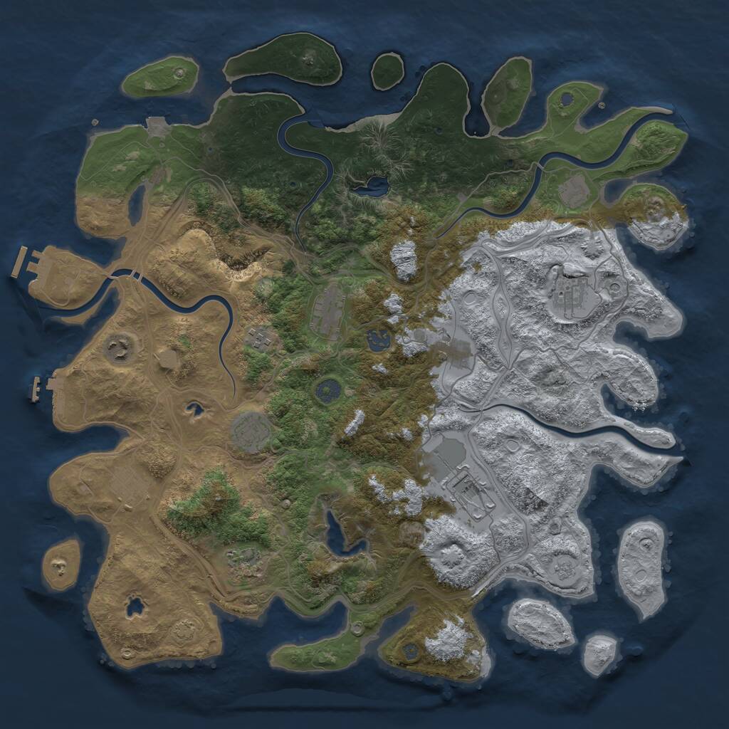 Rust Map: Procedural Map, Size: 4500, Seed: 486258, 16 Monuments