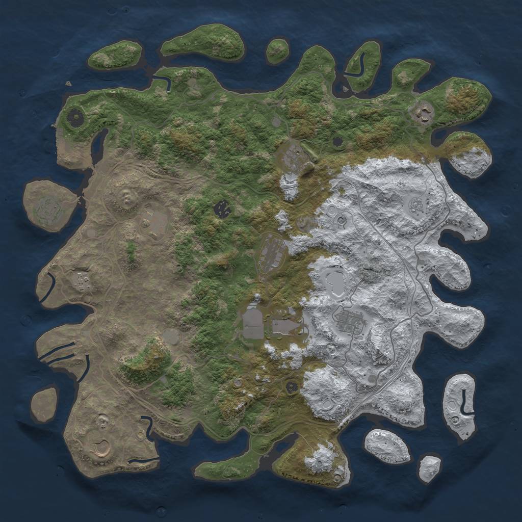 Rust Map: Procedural Map, Size: 4500, Seed: 486258, 18 Monuments