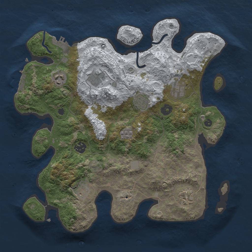 Rust Map: Procedural Map, Size: 3365, Seed: 1, 17 Monuments