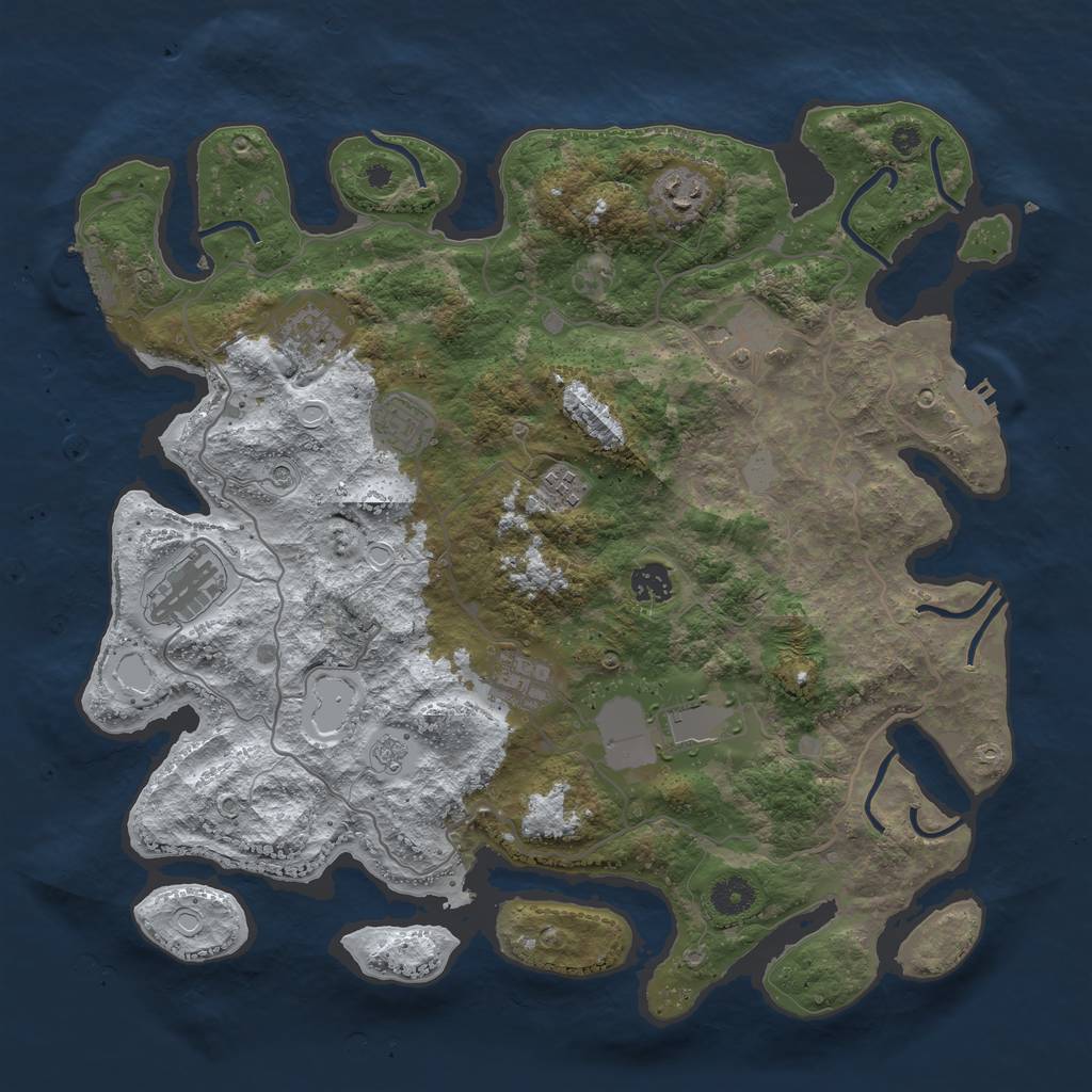 Rust Map: Procedural Map, Size: 4000, Seed: 762035561, 18 Monuments