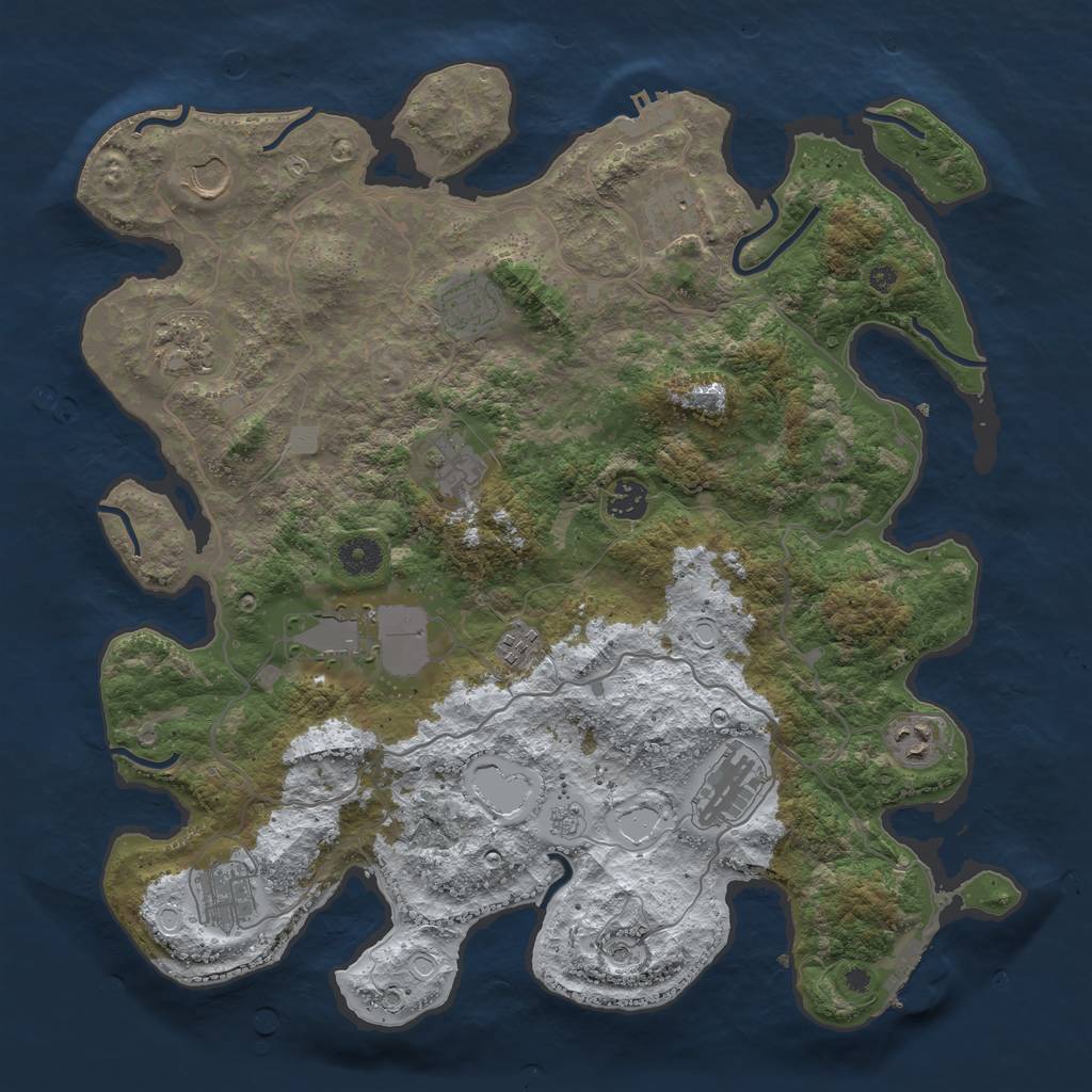 Rust Map: Procedural Map, Size: 4000, Seed: 1000000, 20 Monuments