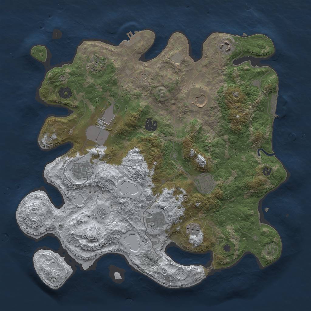 Rust Map: Procedural Map, Size: 3650, Seed: 167861, 18 Monuments