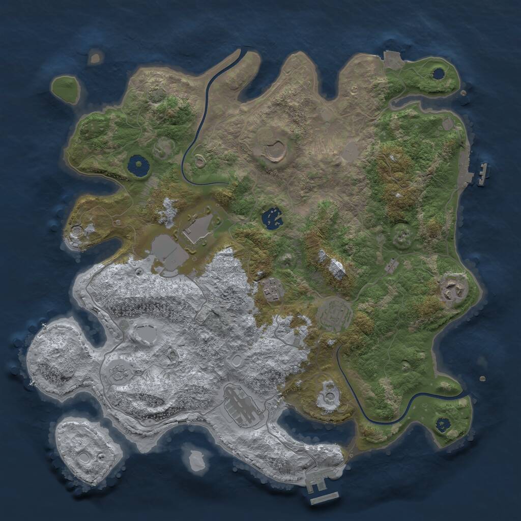 Rust Map: Procedural Map, Size: 3650, Seed: 167861, 13 Monuments